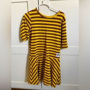 Mini Rodini yellow and Brown striped dress 128/134 cm